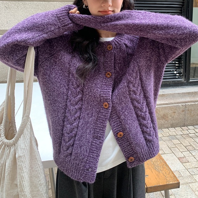 cable knit cardigan　J00230