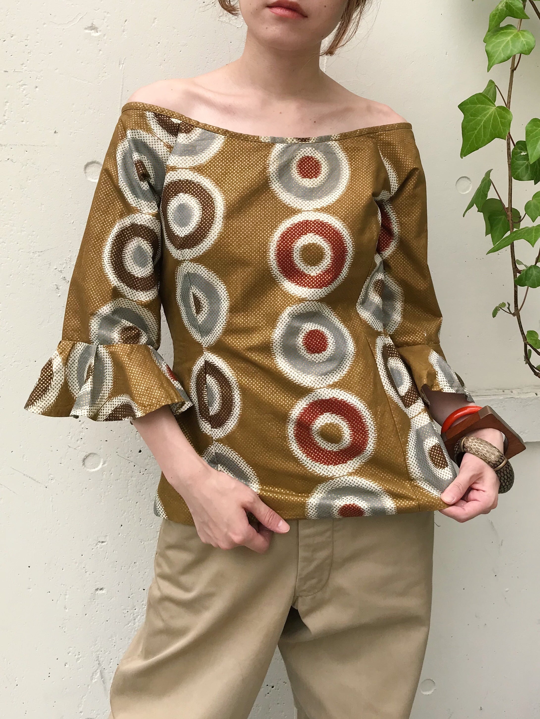 Vintage african batik gold tops (ヴィンテージ アフリカン バティック ゴールド トップス | Riyad  vintage shop powered by BASE