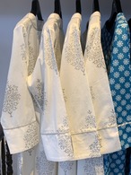 【Sサイズラスト】ホワイト ワンピース チュニック 高級インド綿 ブロックプリント 春夏ファッション