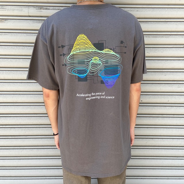 MathWorks 企業Tシャツ バックプリント アート調 チャコールグレー L