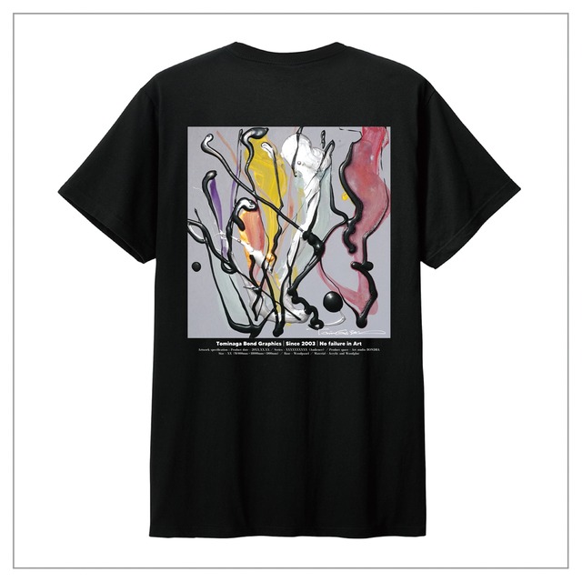 原画印刷 | Tシャツ（半袖）#036 | 背面に作品プリント | 黒ベース