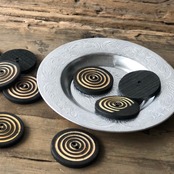 黒丸柄ボタン 木 ぐるぐる 3個セット