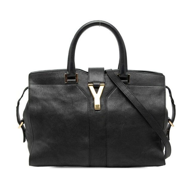 サンローラン Yライン プチカバス ハンドバッグ ショルダーバッグ 2WAY 311210 ネイビー レザー レディース SAINT LAURENT 【中古】