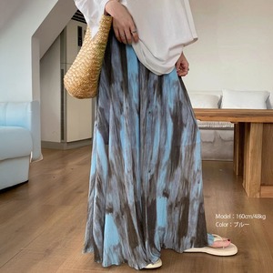 タイダイ柄 マキシスカート レディース 韓国 春夏 ロング スカート 大人 きれいめ かわいい おしゃれ ハイウエスト 体型カバー 軽やか Aライン ドレープ 大人可愛い 大人女子
