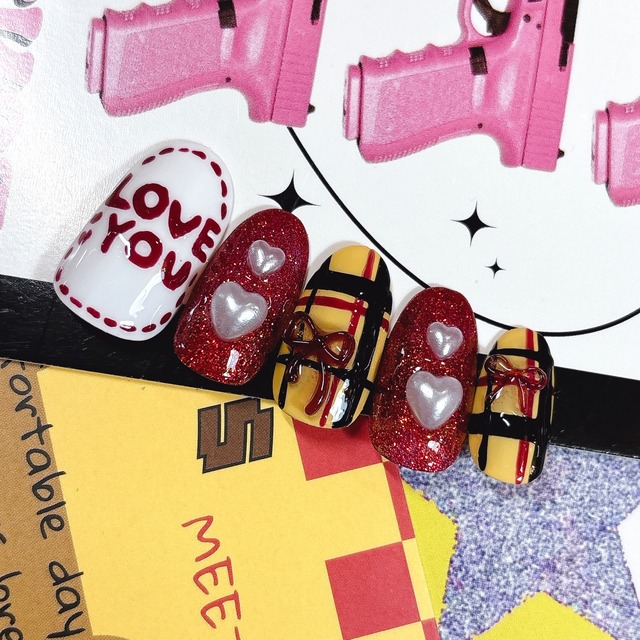 【送料無料】ネイルチップNo.124♡ネイル/韓国/アート/パーツ/カラフル/POP