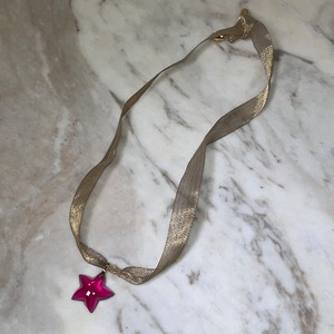 BACCARAT red color crystal glass × k18 pendant necklace " starfish "