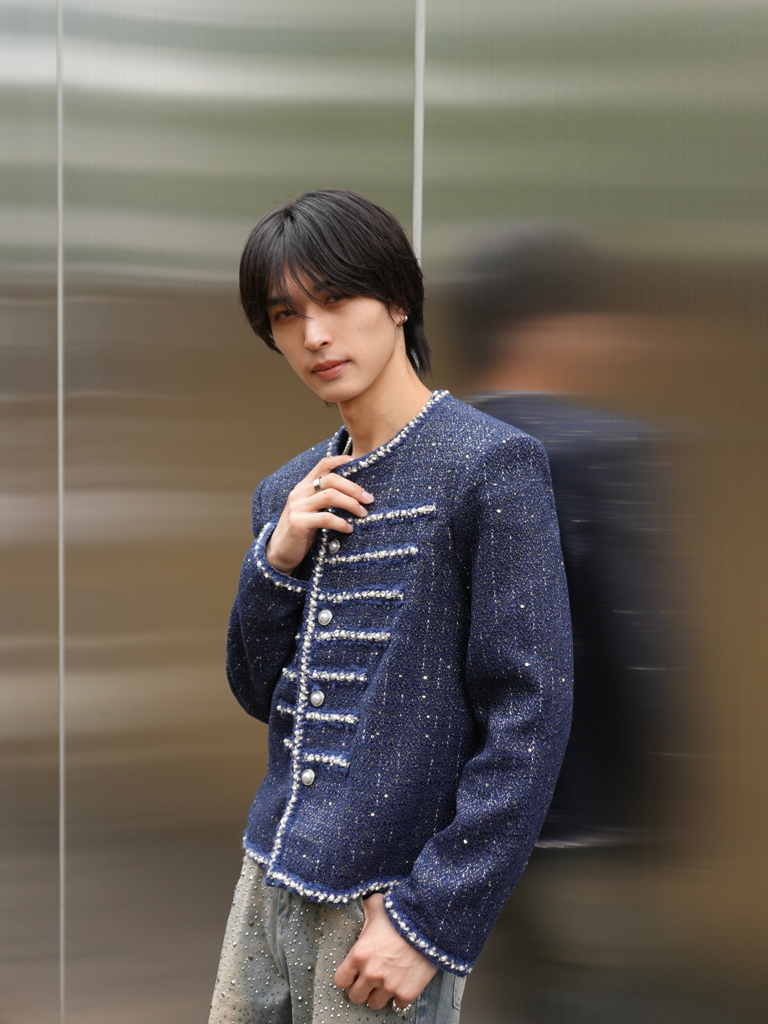 ALUDE SELECT】Pearldesign edge tweed jacket | 【ALUDE】韓国メンズ