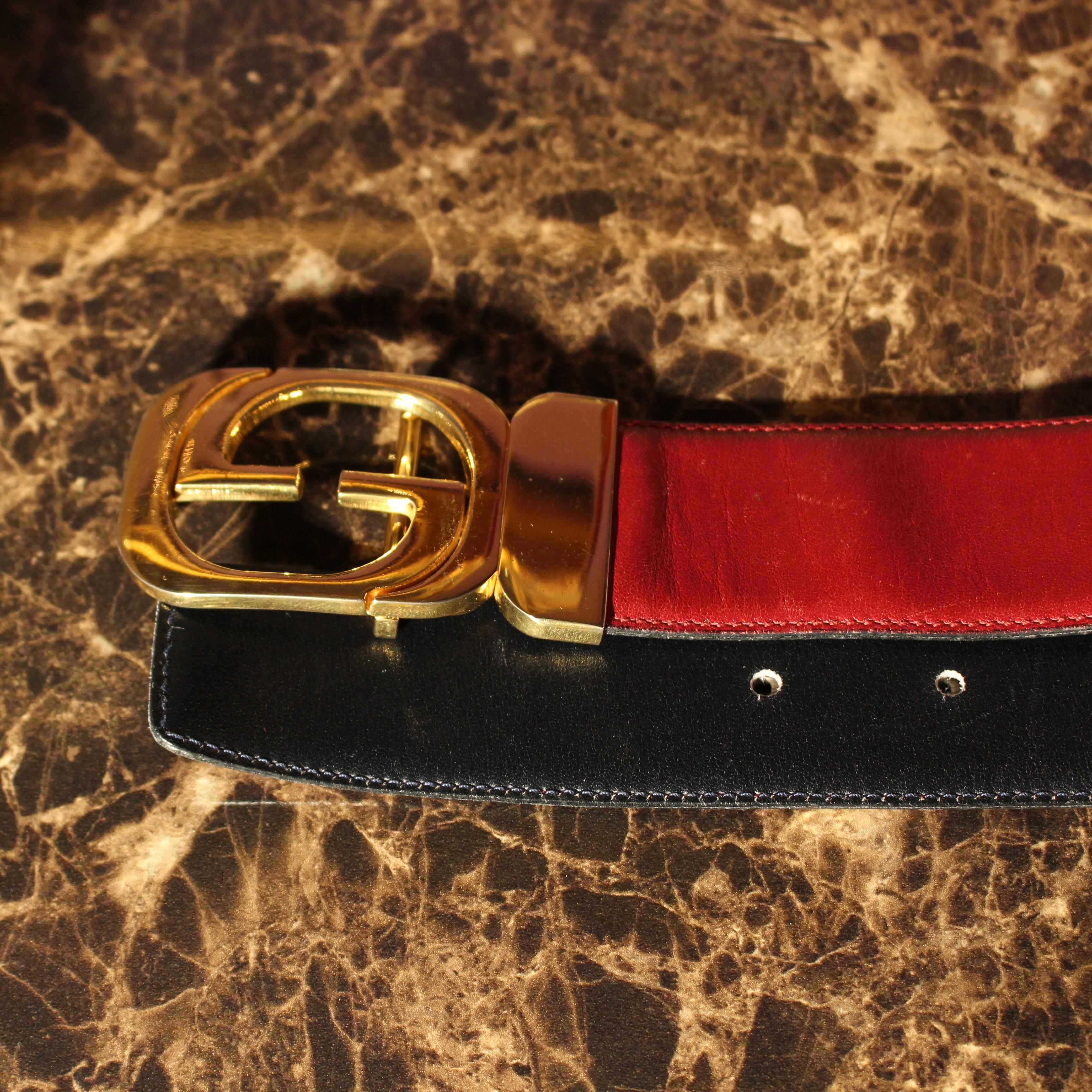 GUCCI GG LOGO BUCKLE LEATHER BELT/グッチGGロゴバックルレザーベルト