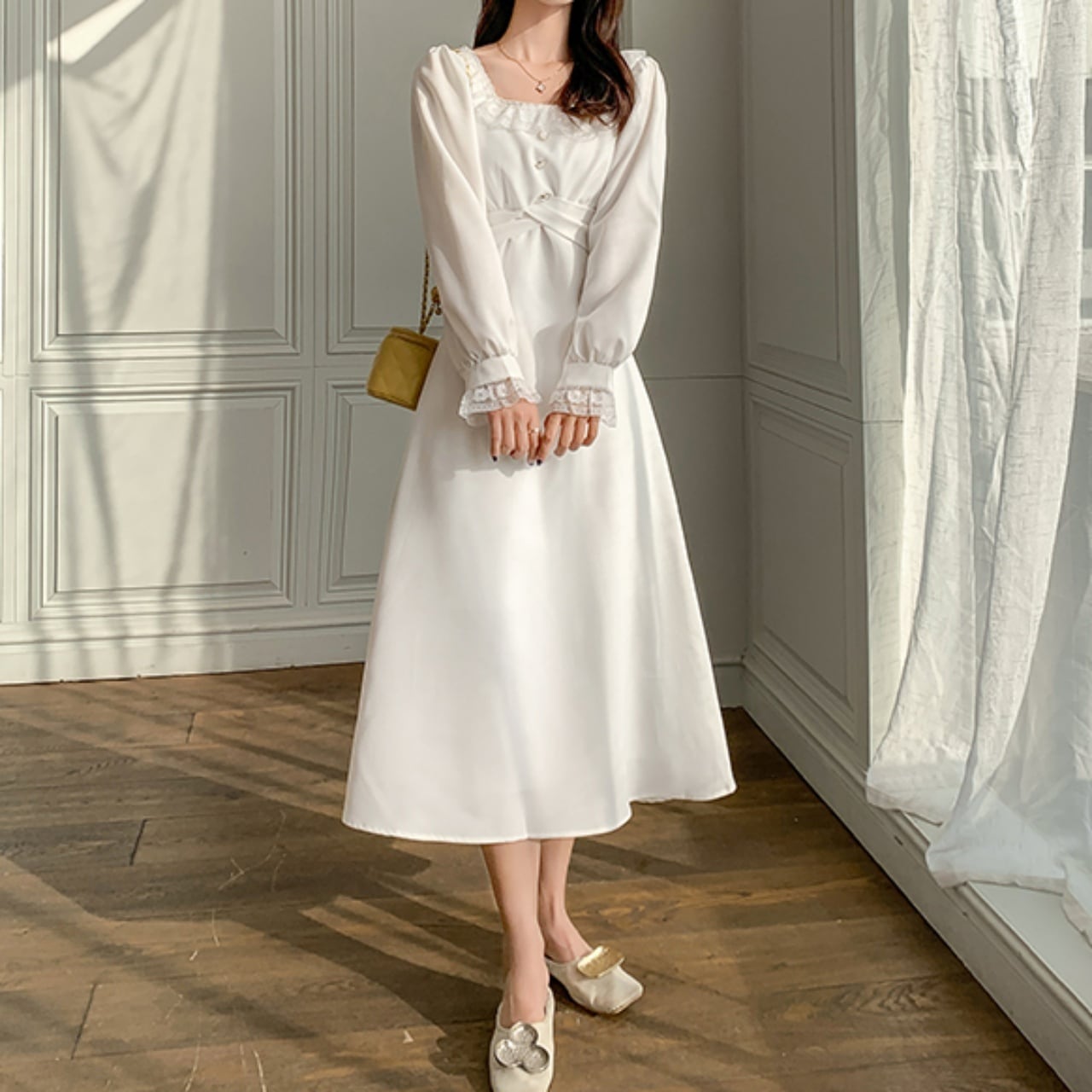 【S-2XL】ウエストほっそり 清楚ワンピース