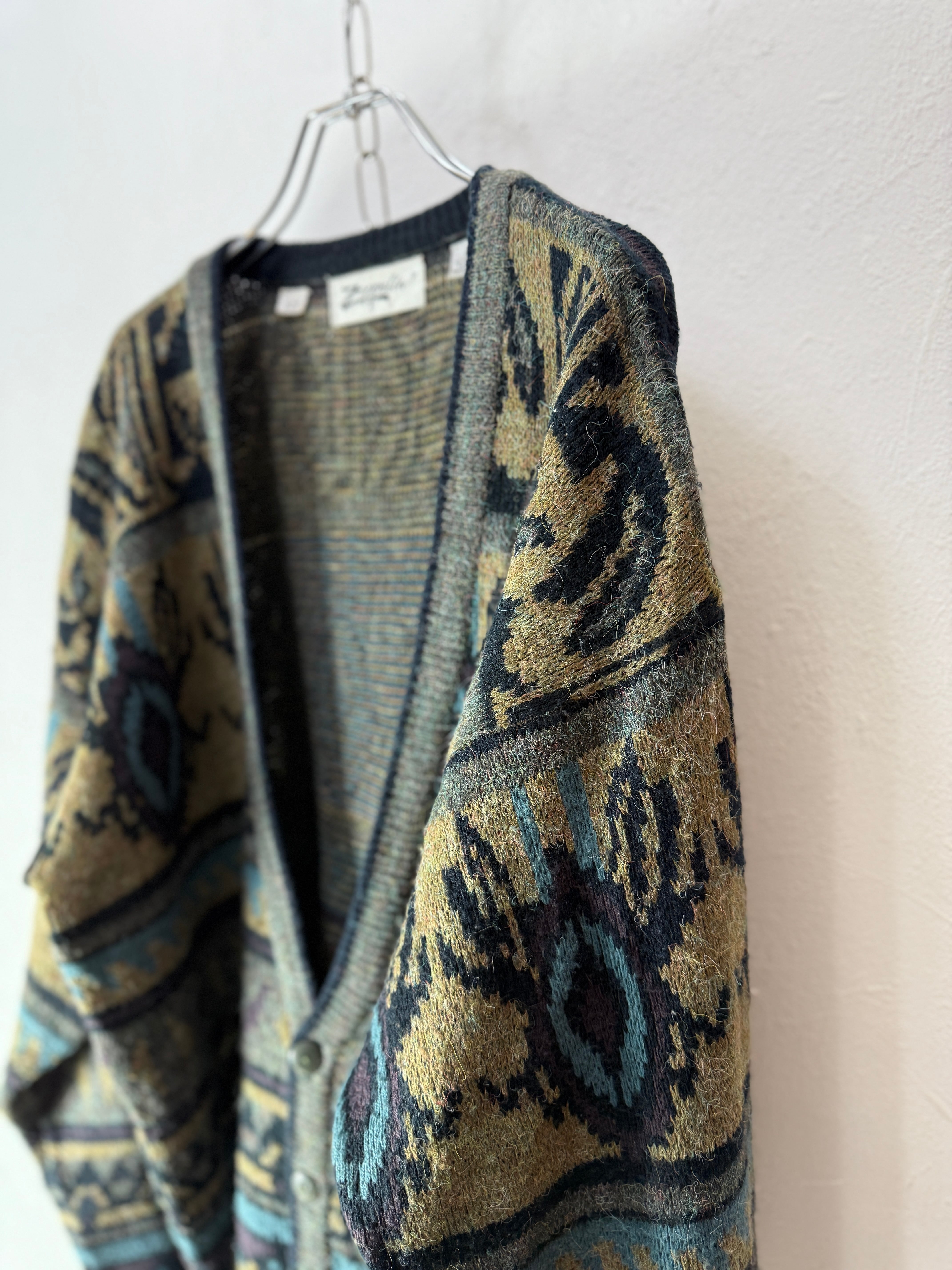 90’s jacquard Pattern Knit Cardigan