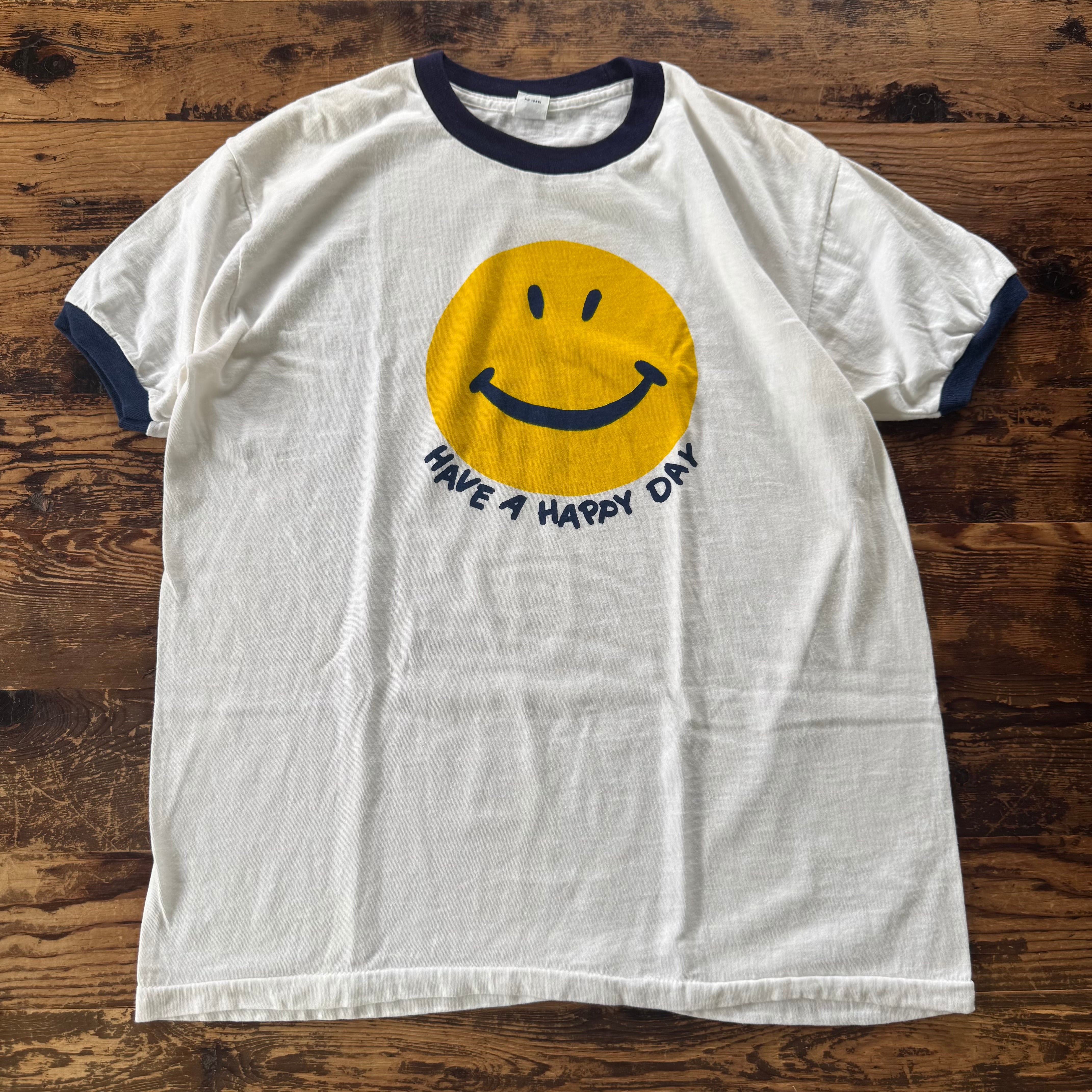 60-70's VINTAGE "Smiley Face"HAVE A HAPPY DAY Tee by Allison/L