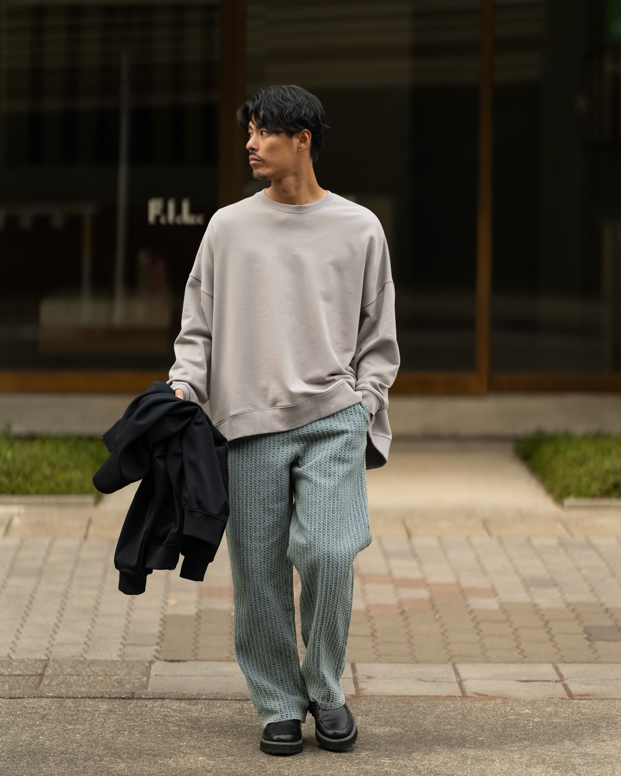 Accordion Jacquard Denim Straight Pants[2453amy-3 Accordion Jacquard Denim Straight Pants[2453amy-3