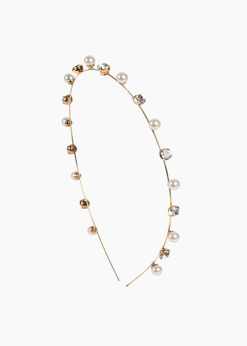 レンタルJennifer Behrジェニファーベア Ines Skinny headband-Crystal and Pearl-crystal antique pearl イネスカチューシャ