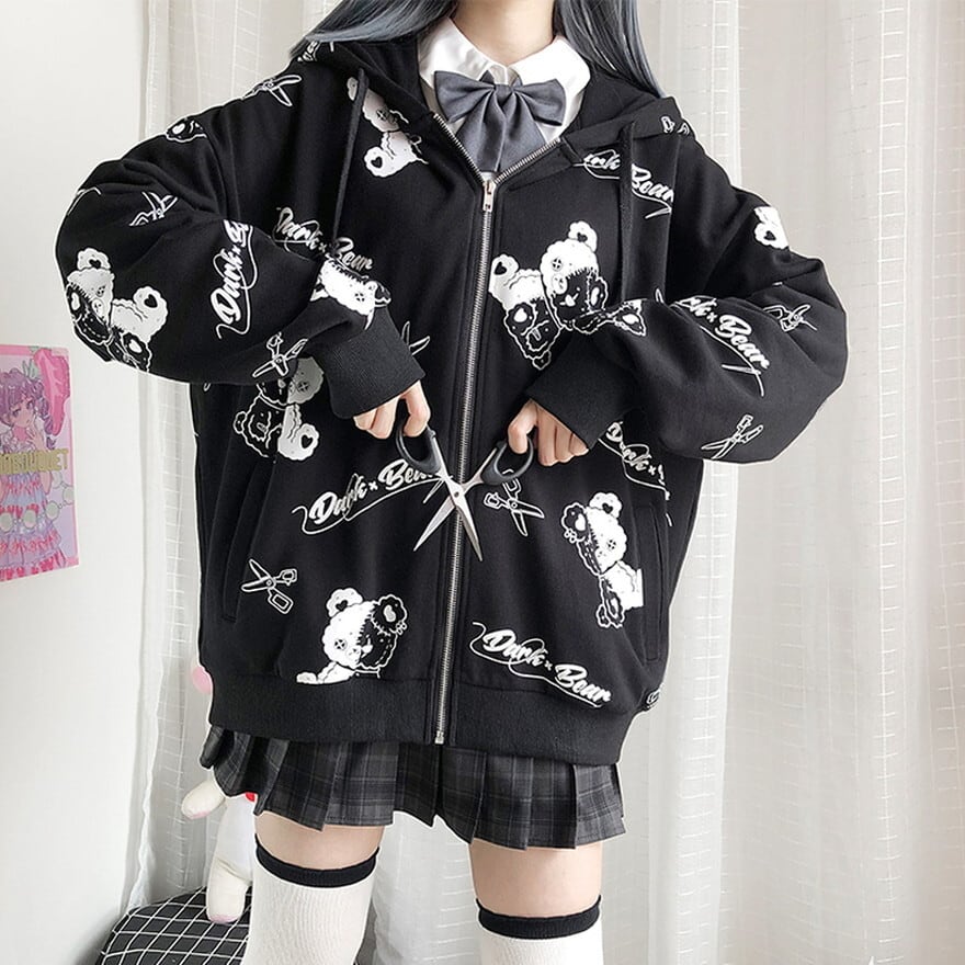 ソフトロリータ 3点 セットアップ パーカー ZIPアップ 病みくまちゃん