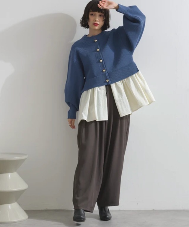 ナンバーミーTOKYO"SHIRTS DOCKING KNIT CARDIGAN"BLUE