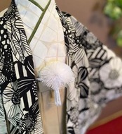 【受注製作】北欧ボタニカルフラワー柄羽織 羽織紐 SIZE110 男の子の祝い着