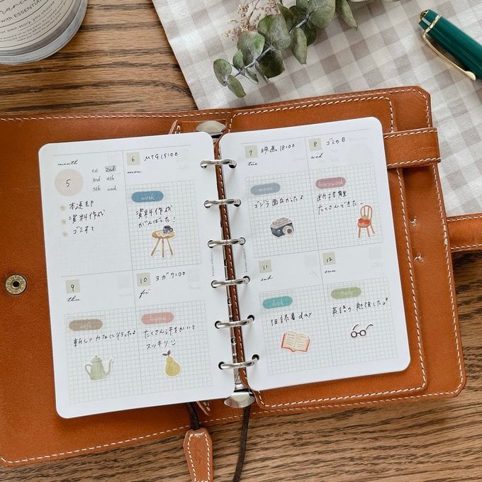 ミニ6穴サイズ/週間ブロックリフィル | くるみ雑貨店