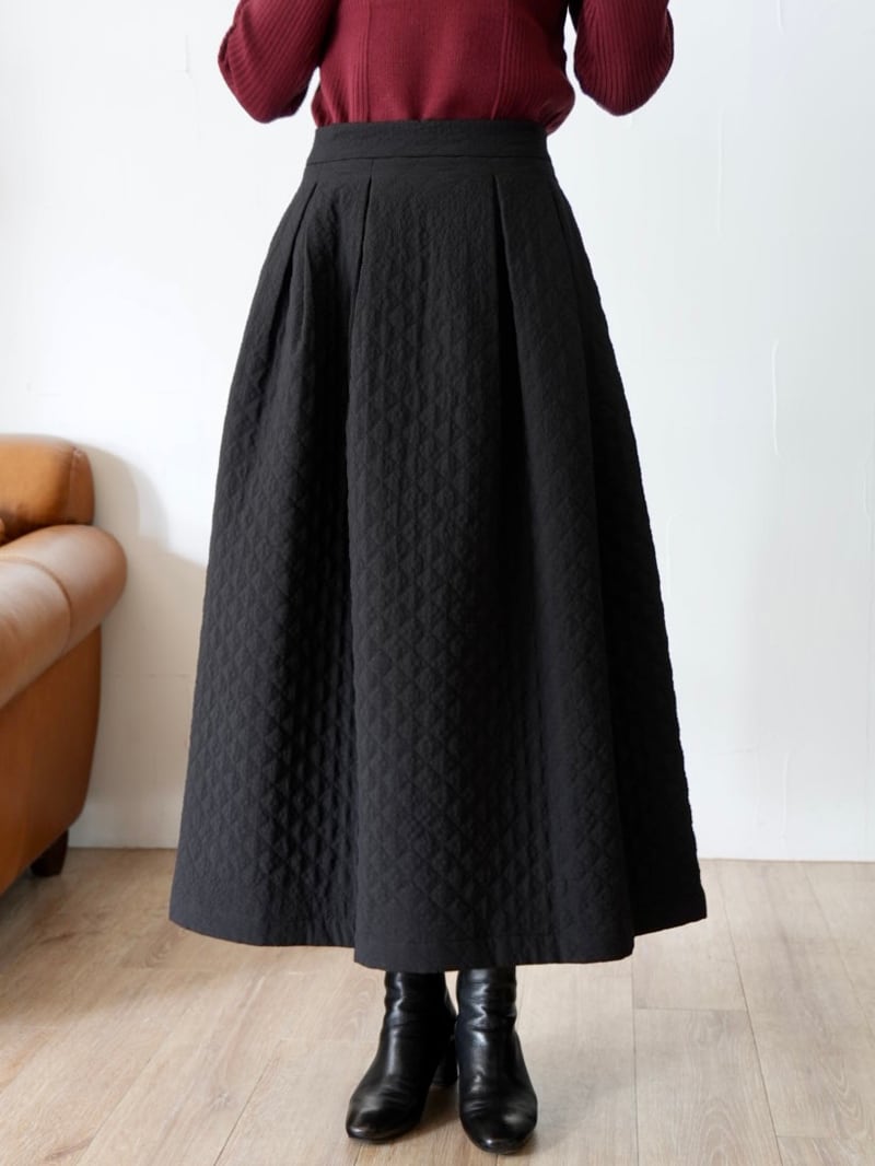 【SALE】261s. CLOCHE クロシェ / 台形スカート(中綿) (ブラック無地/ブラック×アイボリードット) (552-85575)