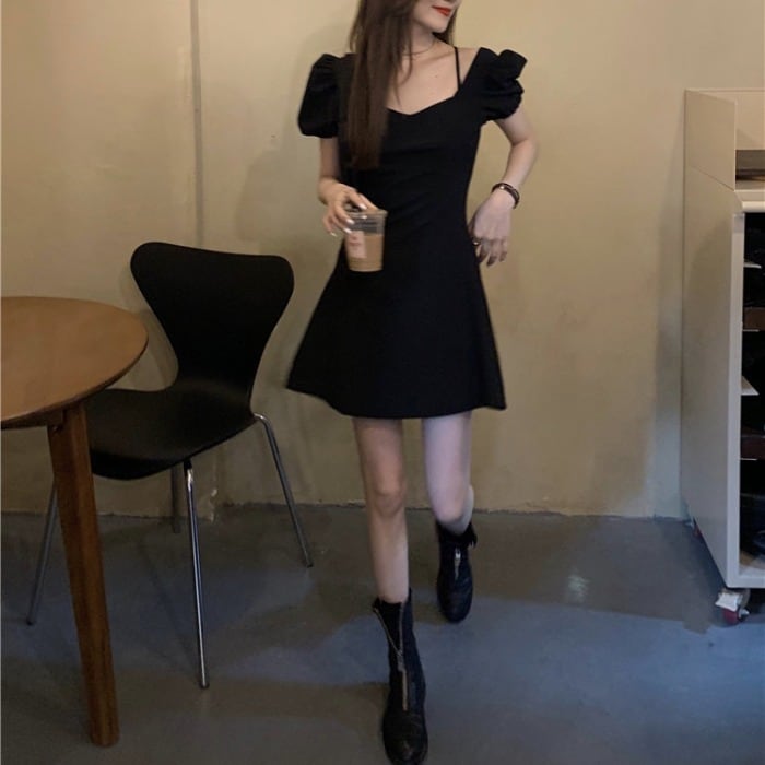 スタンダードドレス ウェストブラックスプリングハイウェストショートスカート レトロ 春物 モンロー55828042530