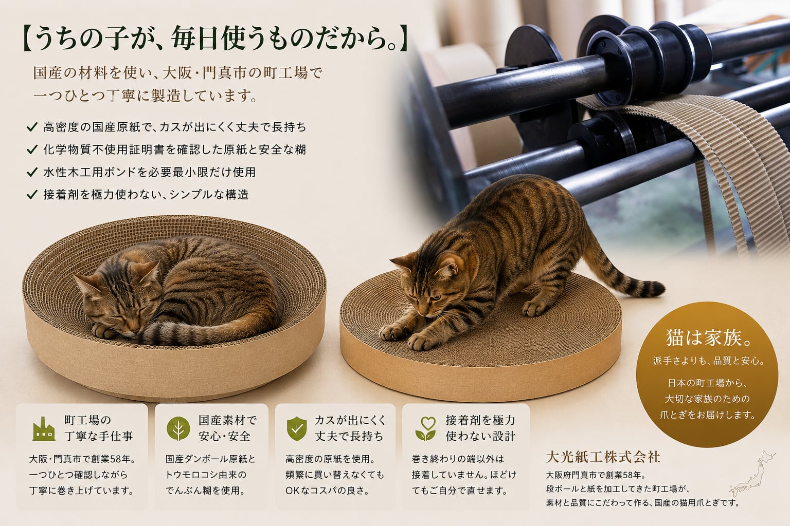 ナミナミ【日本製】猫のつめとぎ（3個入/箱）