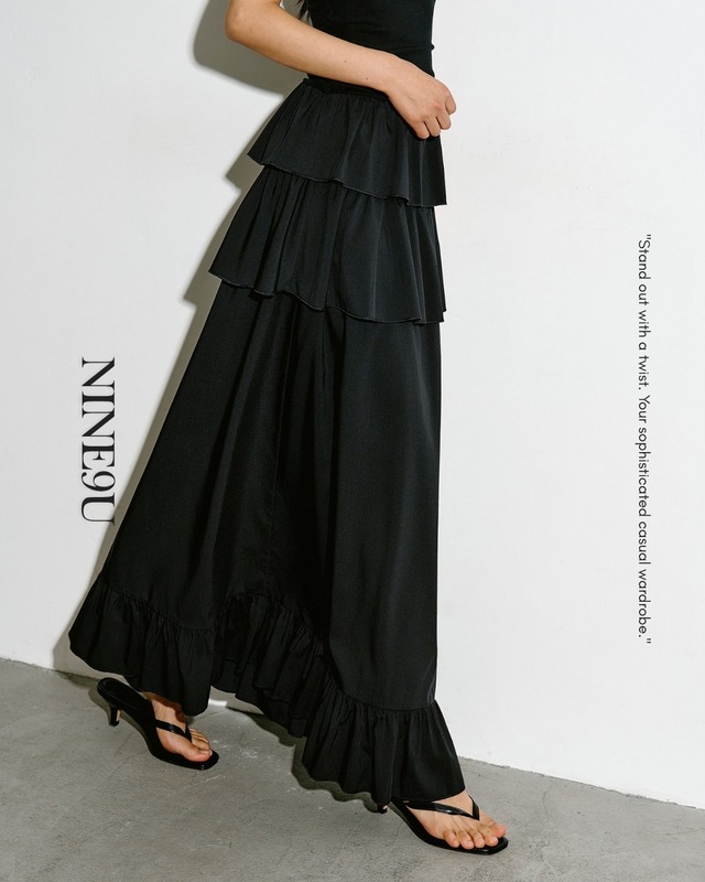 tiered a-line long skirt【NINE0338】