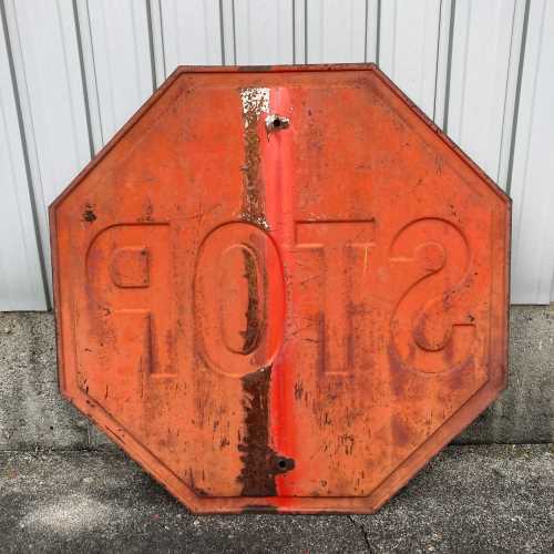 中古】Vintage STOP Sign エンボス ビンテージ 看板 ストップ 一時停止