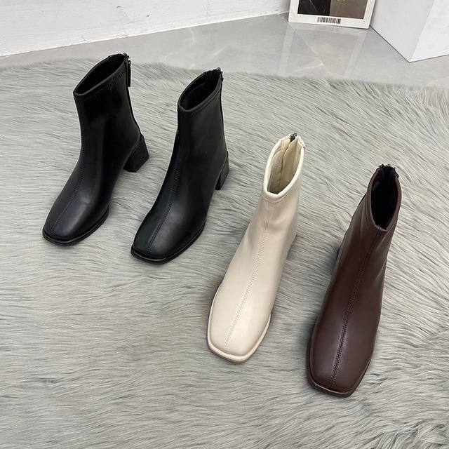 ブーツスプリングオータムレッドハイヒール薄手 靴 シューズ 春物 秋物 スクウェア 部族の婦人靴45962228127