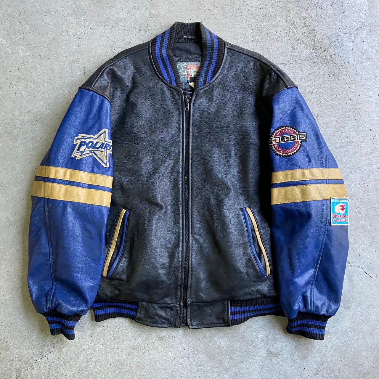 古着 vintage レザースリーブ スタジャン オリーブ ブラウン