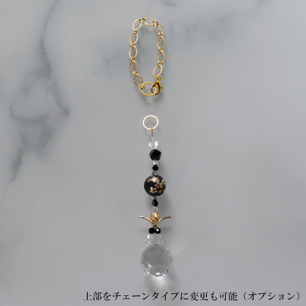 ショートタイプ】折鶴入り和モダン黒のサンキャッチャー＊健康祈願