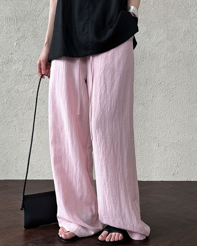 Crinkled Relaxed-Fit Wide Pants