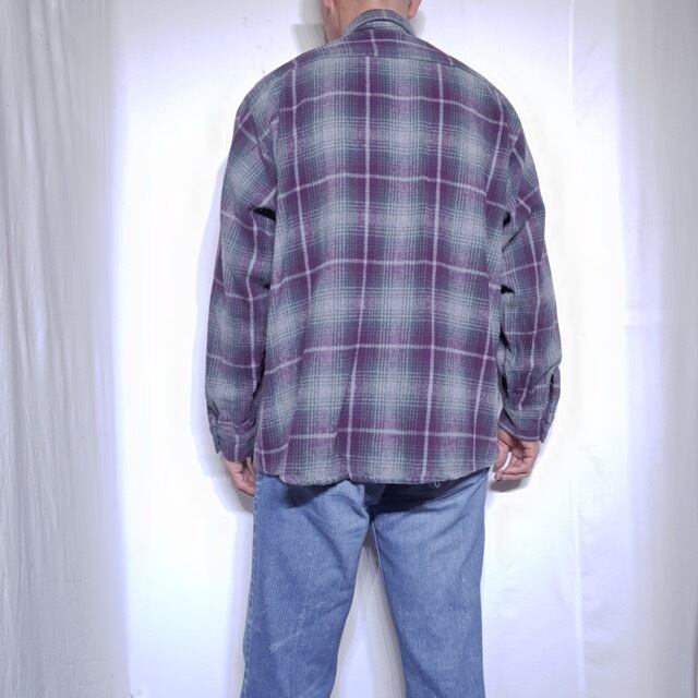 1990s FIVE BROTHER Heavy Flannel Shirt Shadow Plaid XXL USA