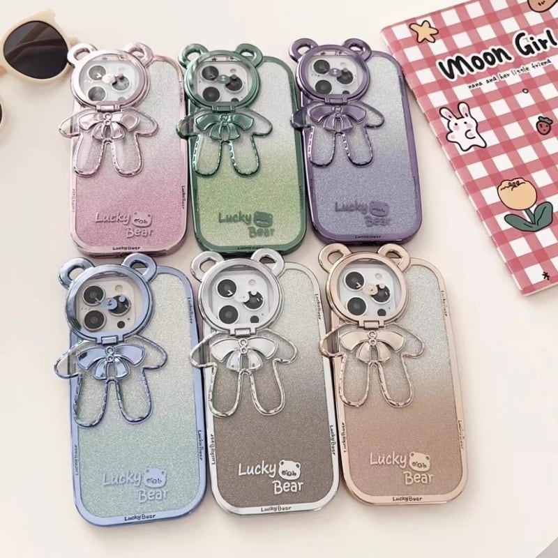 iPhone 15Proカバー iPhone15 Proクリアケース 立体的なクマモチーフと