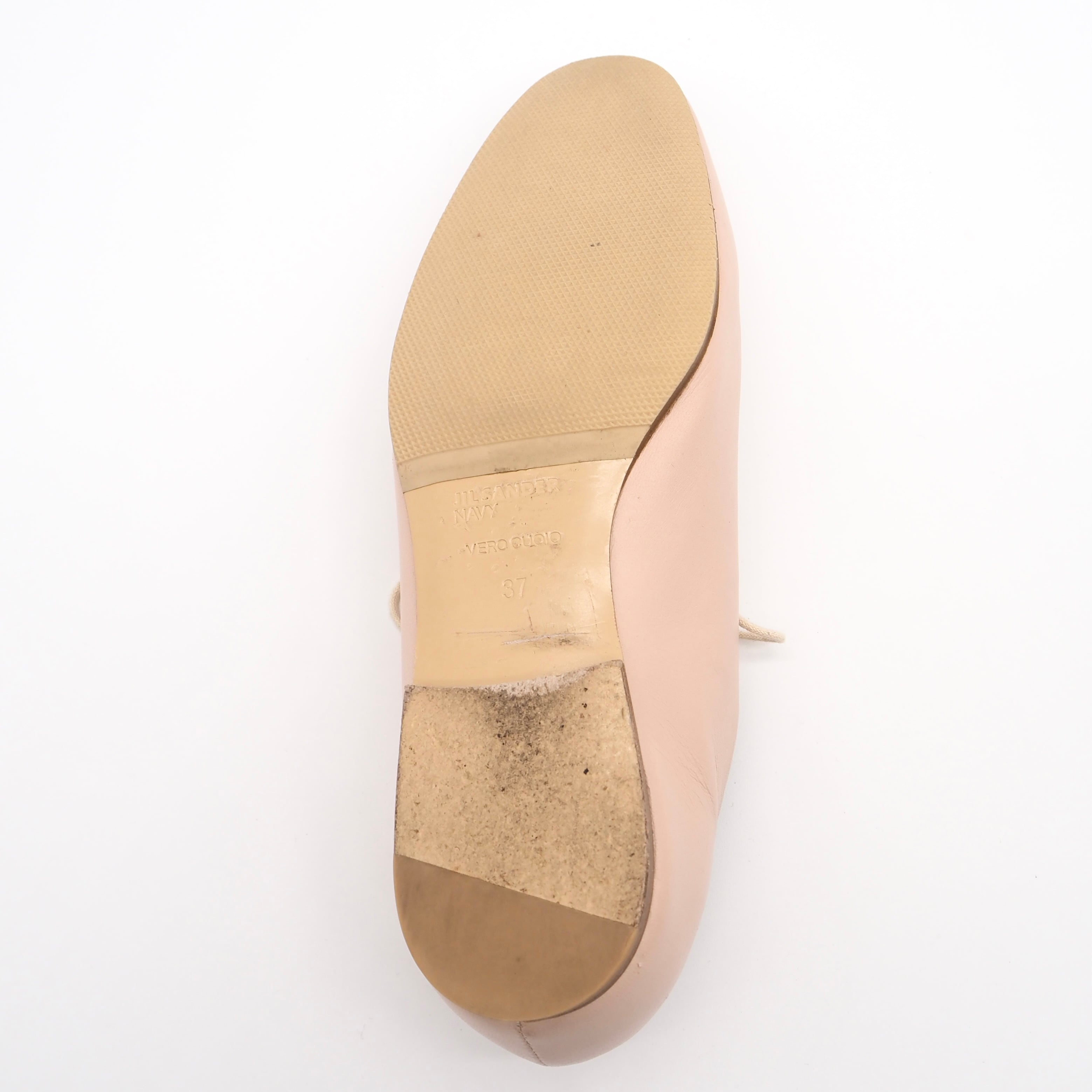美品 JIL SANDER ジルサンダー バルーン カットソー Sサイズ ピンクベージュ レディース 古着 中古 USED JIL SANDER NAVY レースアップシューズ レザー ピンクベージュ ジル