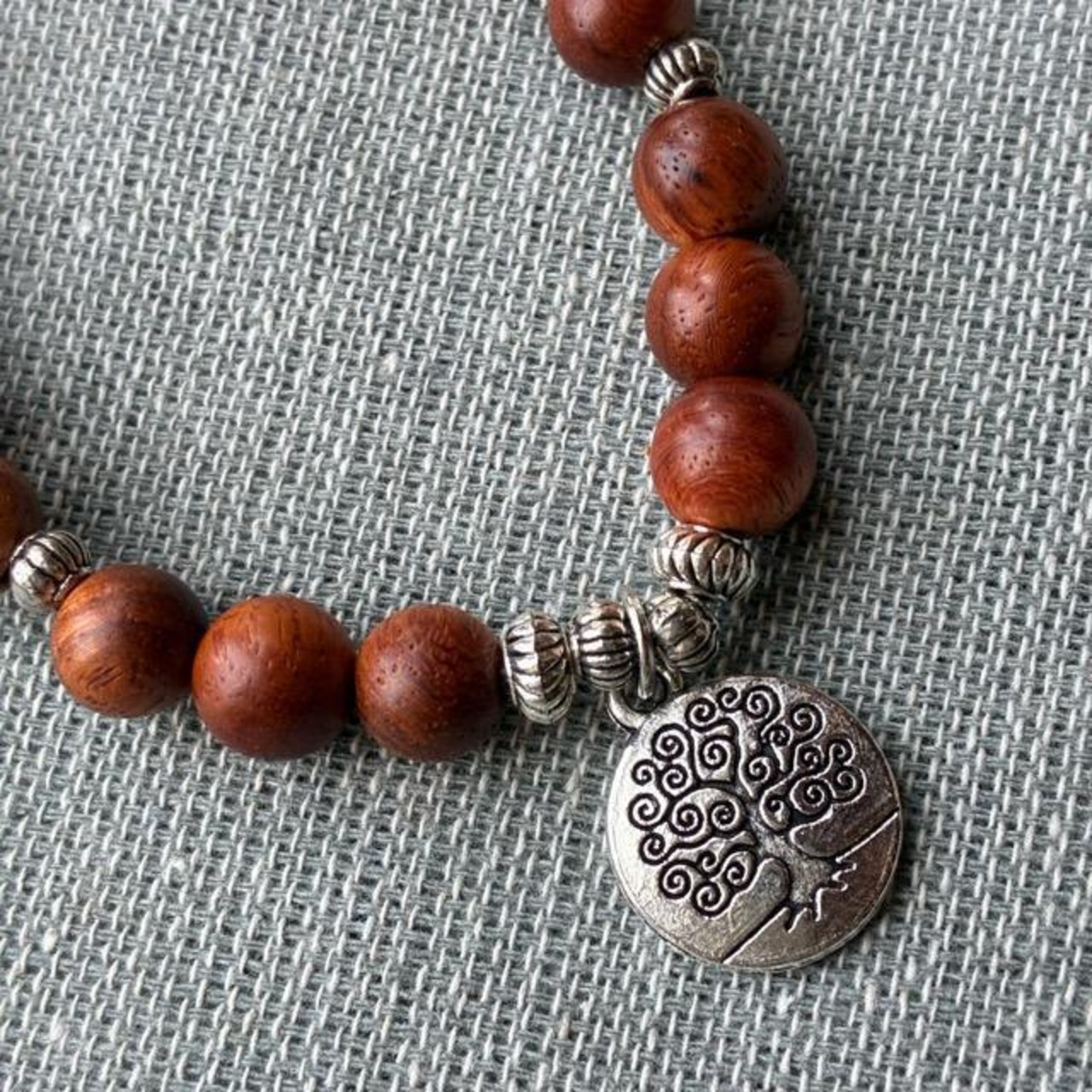 TOPANGA Jewelry　MARAブレスレット　ローズウッド　生命の木　ロングネックレス　数珠　瞑想　ヨガ　ラップブレス　天然石　108個　マーラ