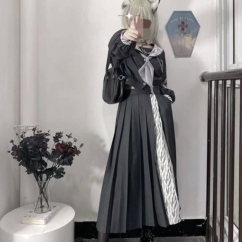 制服 セーラー服 コスプレ ツーピース Bad girl トラ柄 刺繍 プリーツスカート