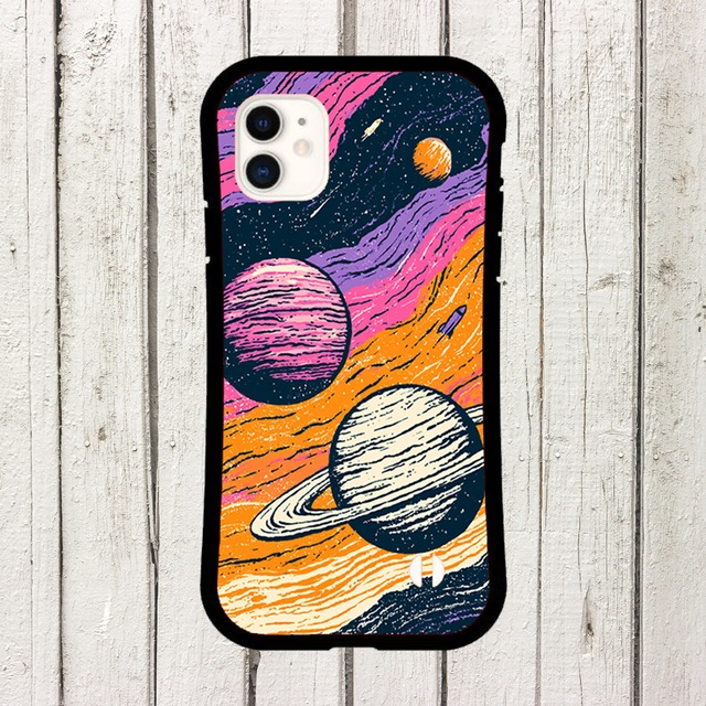 受注生産 iPhoneケース 紫の惑星とオレンジ銀河の宇宙柄｜スペースエイジ RFSP035B
