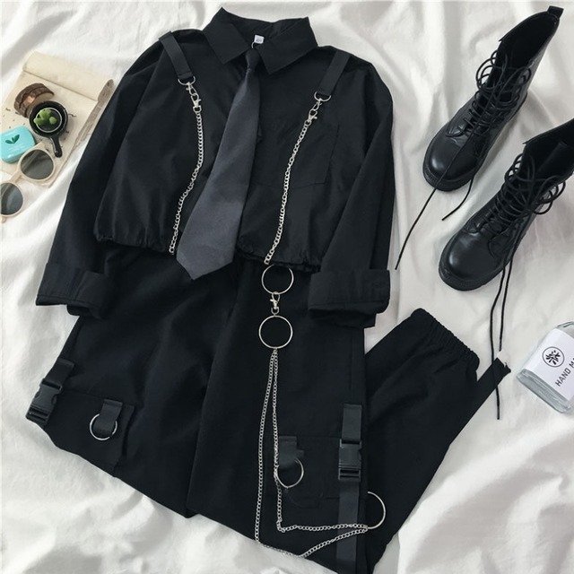 【参戦服・防寒仕様】真冬のライブも無敵！上下セット チェーン＆Dカン カーゴパンツ