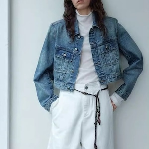 wash design denim short jacket 101598