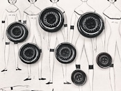 フランス 1900s 3.0c~ 幾何学の黒花とgalalithe製ボタンセットl アンティーク