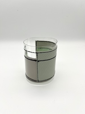 TRANSPARENT&LEATHER BANGLE dot and grey