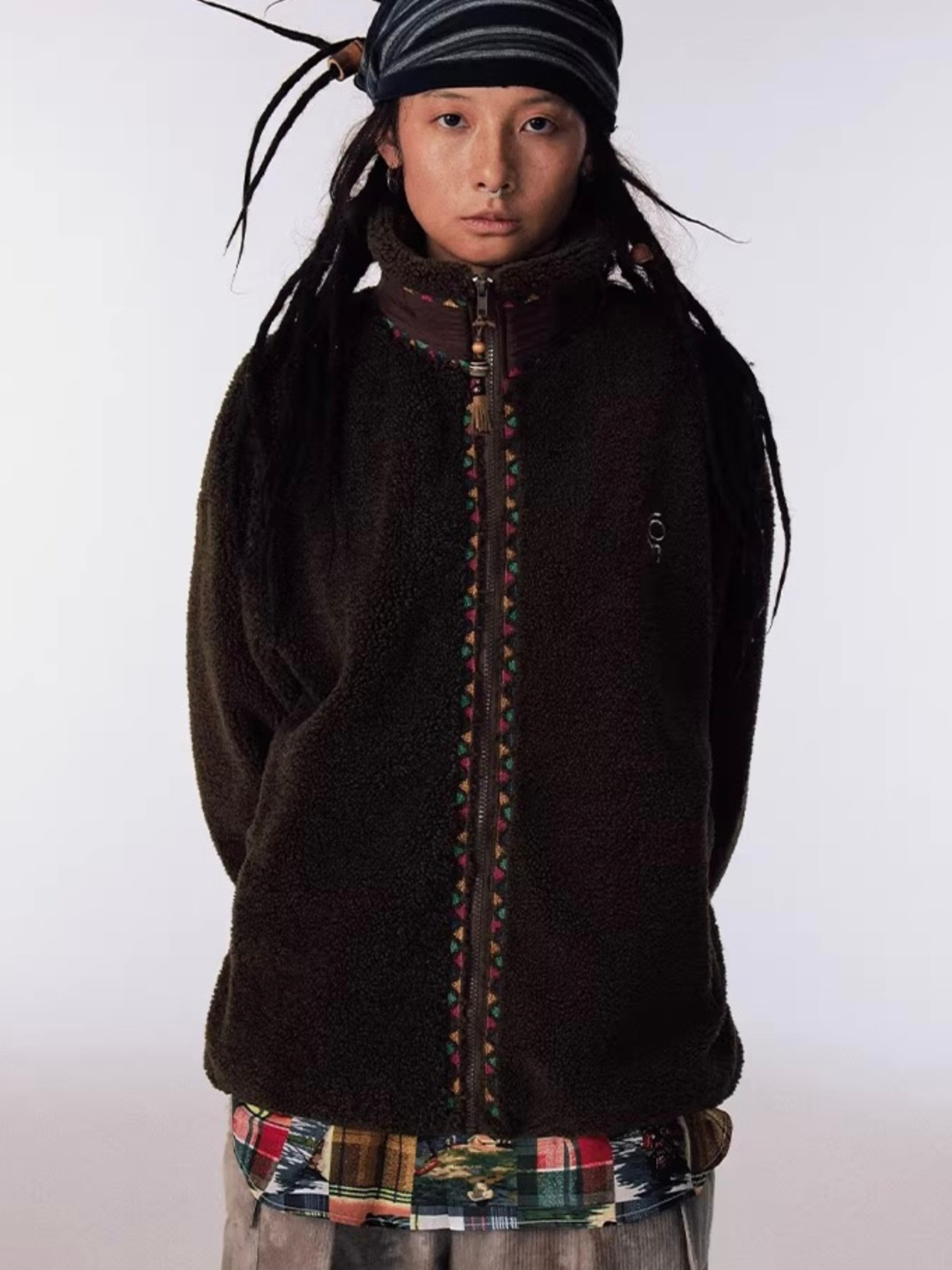 CONP Hand-knitted Beaded Fleece Jacket