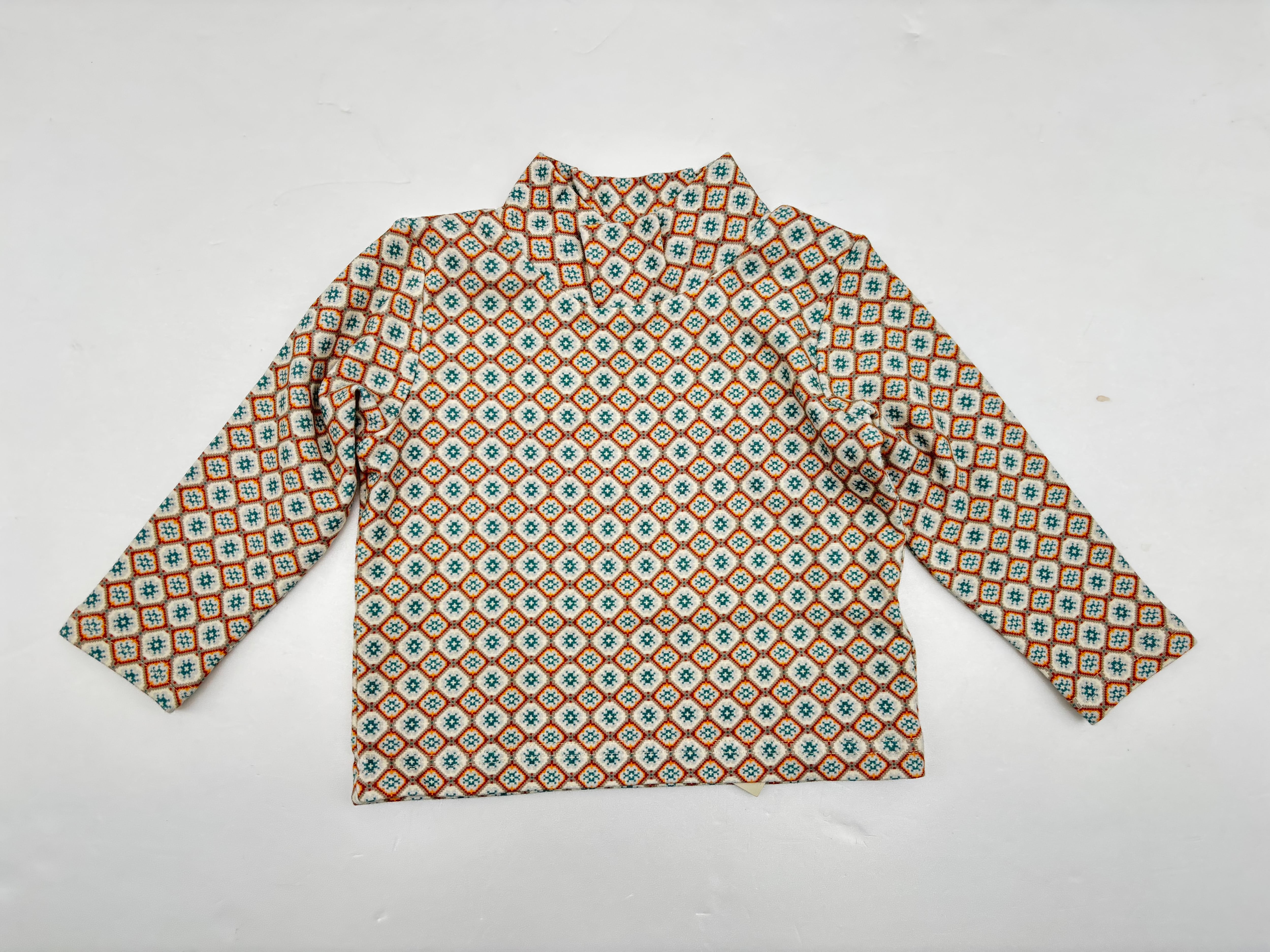 【25AW】&PAL(アンドパル)総柄ハイネックT カーキ(80/90/100/110)長袖Tシャツ ハイネック レトロ