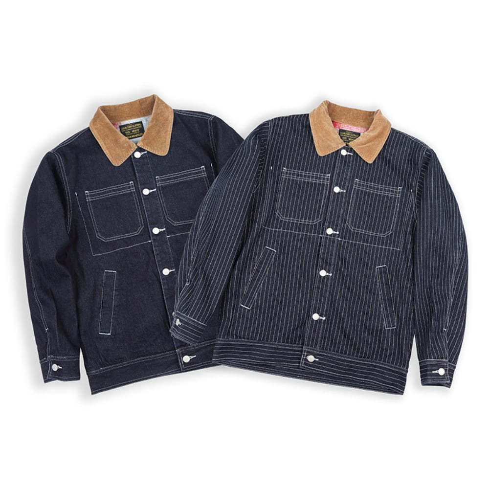 コーデュロイ襟 デニムワークジャケット 2色 L0205