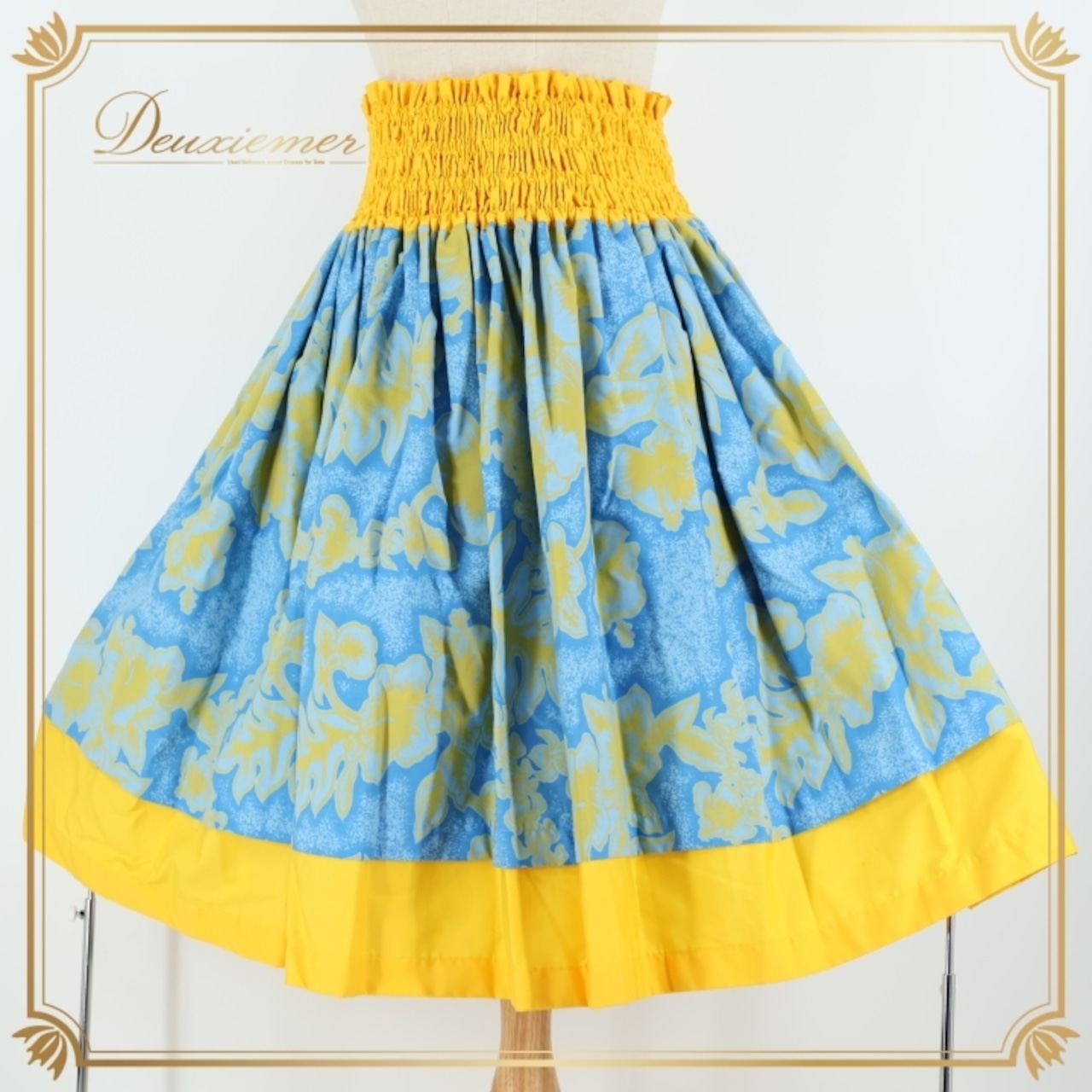 フラダンス 衣装 パウスカート ブルー系 ハイビスカス柄 ハワイアンプリント アロハ フラワープリント 花柄 レッスン 練習 ダブル スカート かわいい さわやか おしゃれ 華やか 鮮やか イエロー系 水色 黄 フラ ダンス ブルー イエロー フラダンス衣装 ハワイアン ダンス衣装 レディース お洒落 かわいらしい 華やかさ 軽やか