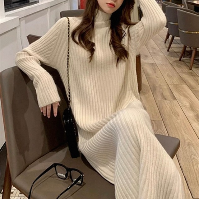 リブニットタートルワンピース　PA00355