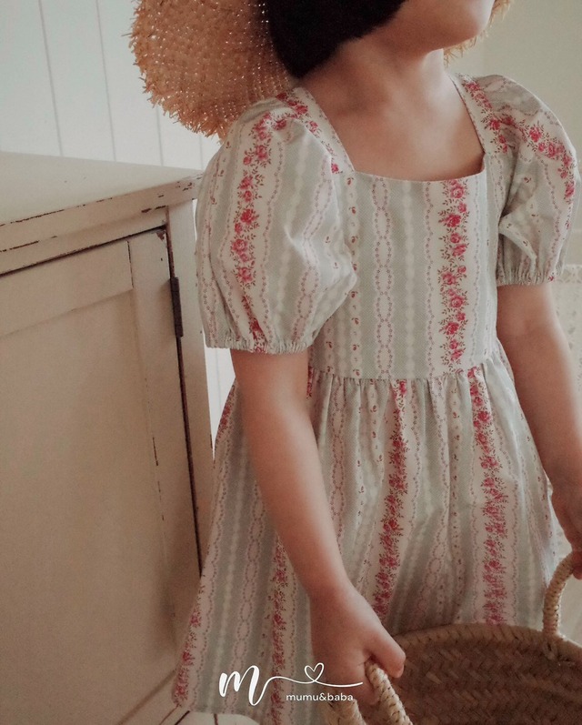 [予約] mumu&baba - vintage one-piece ( pink / green )