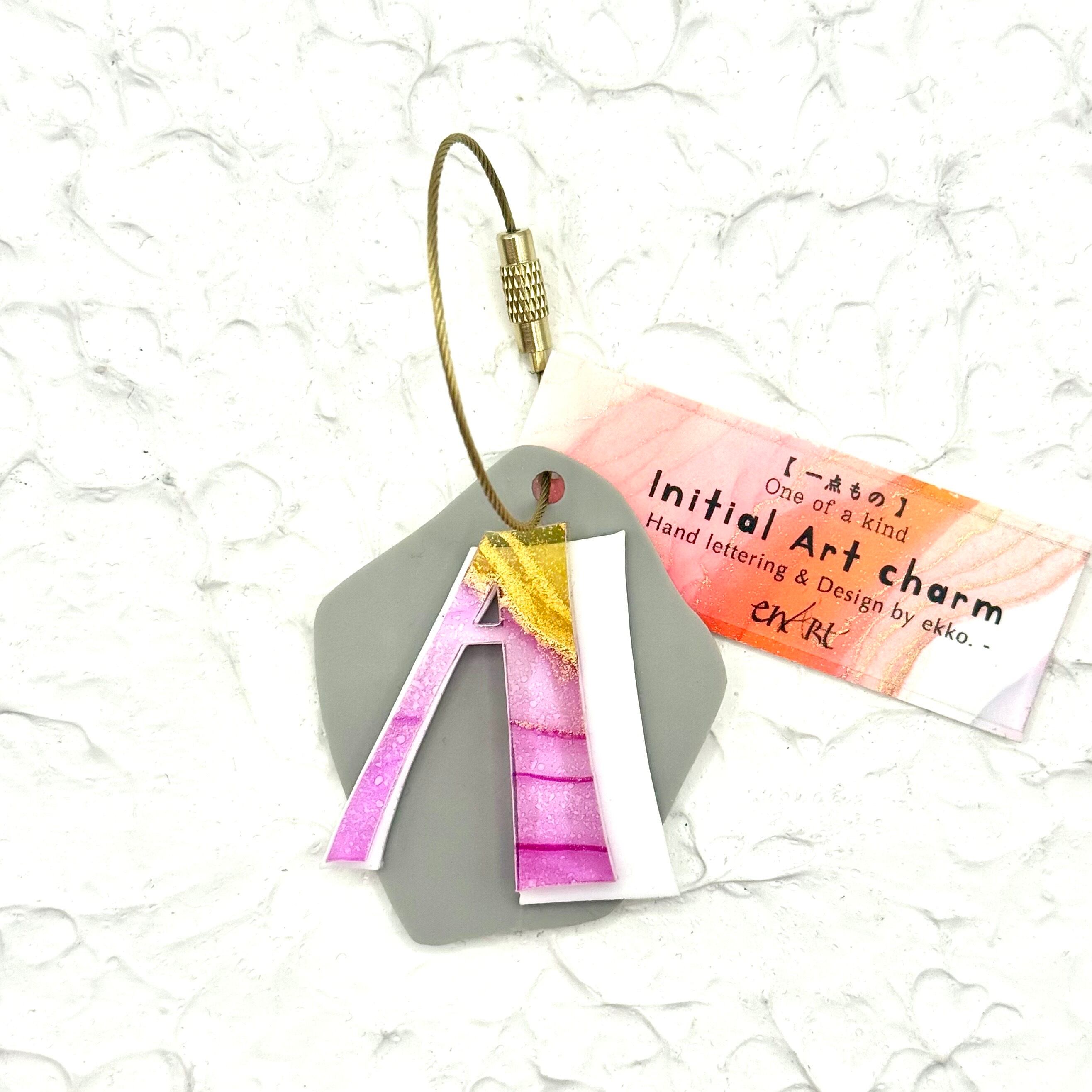 グロス♢イニシャルチャーム [ A ] Pink,Yellow × White × Grey