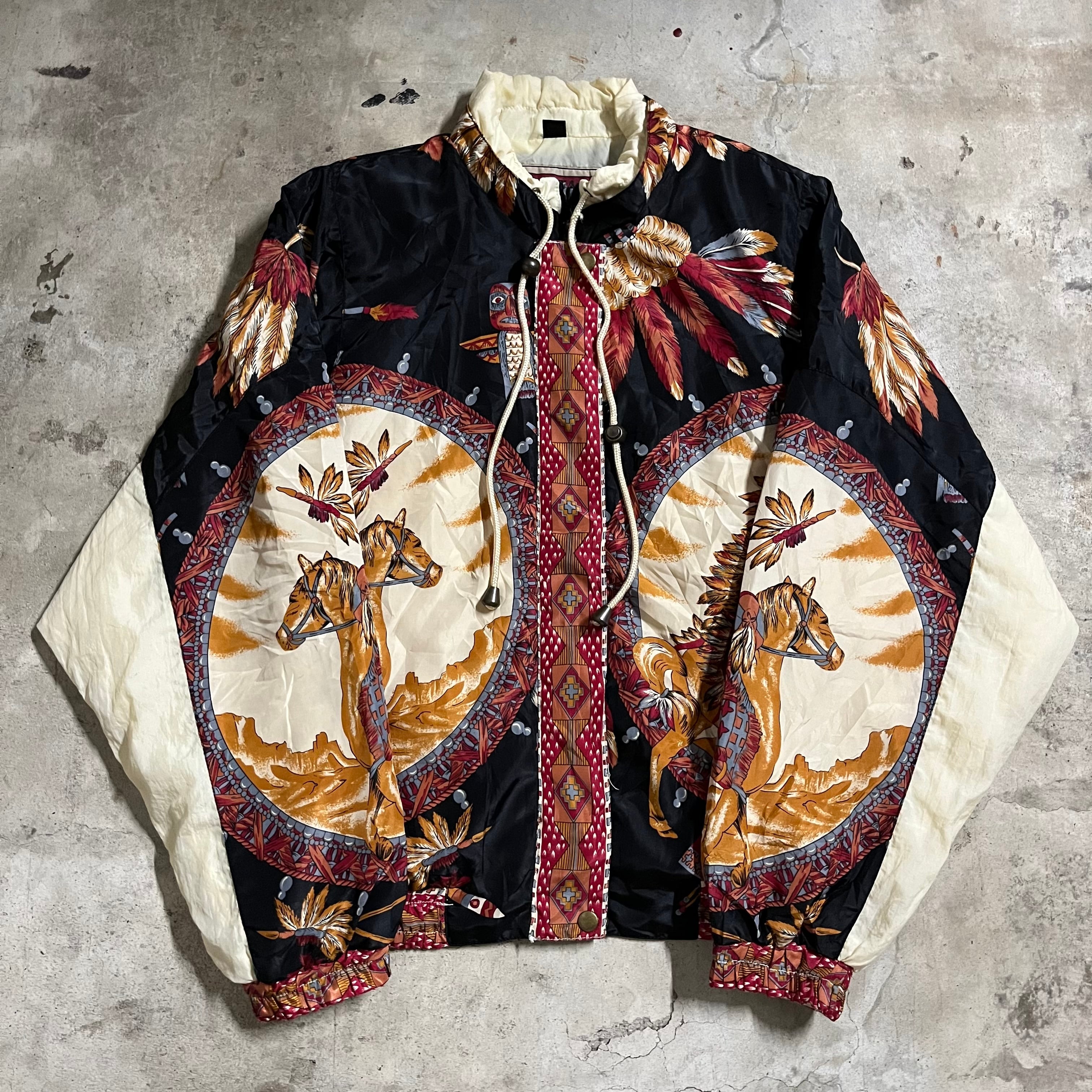 〖vintage〗ethnic batik patterned retro design short blouson jacket/エスニック 民族柄  バティック柄 レトロ 短丈 ブルゾン ジャケット/msize/#0428/osaka | 〚ETON_VINTAGE〛 powered by