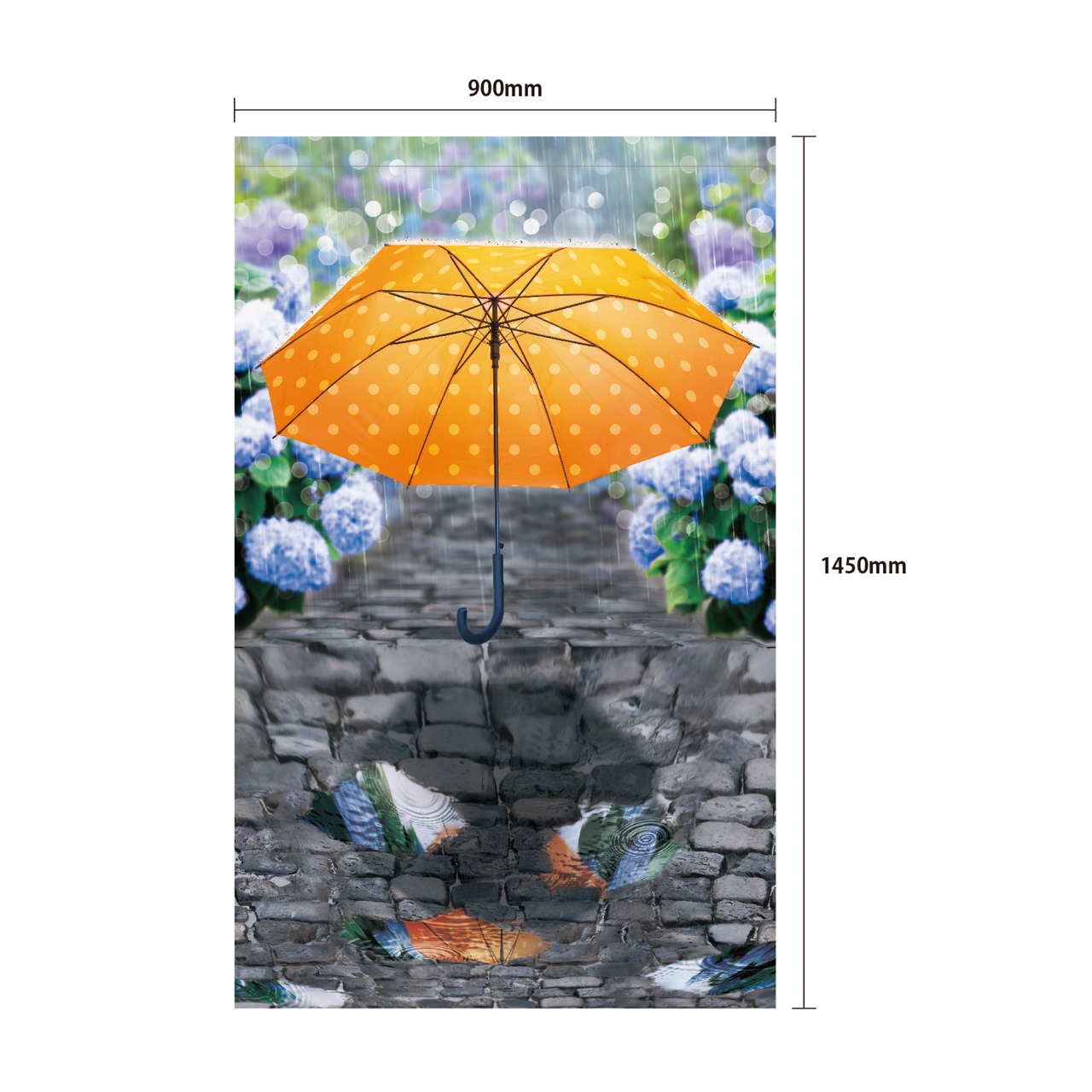 【特大サイズ】あじさいと雨宿り