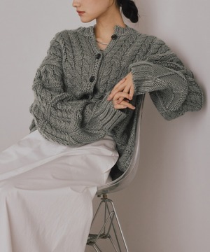 混合パターン編みハンドニットカーディガン【a-50079】.